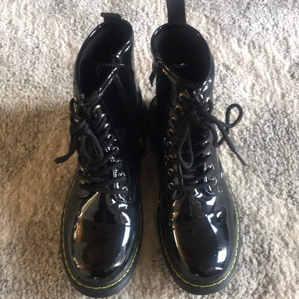 Black patent boots